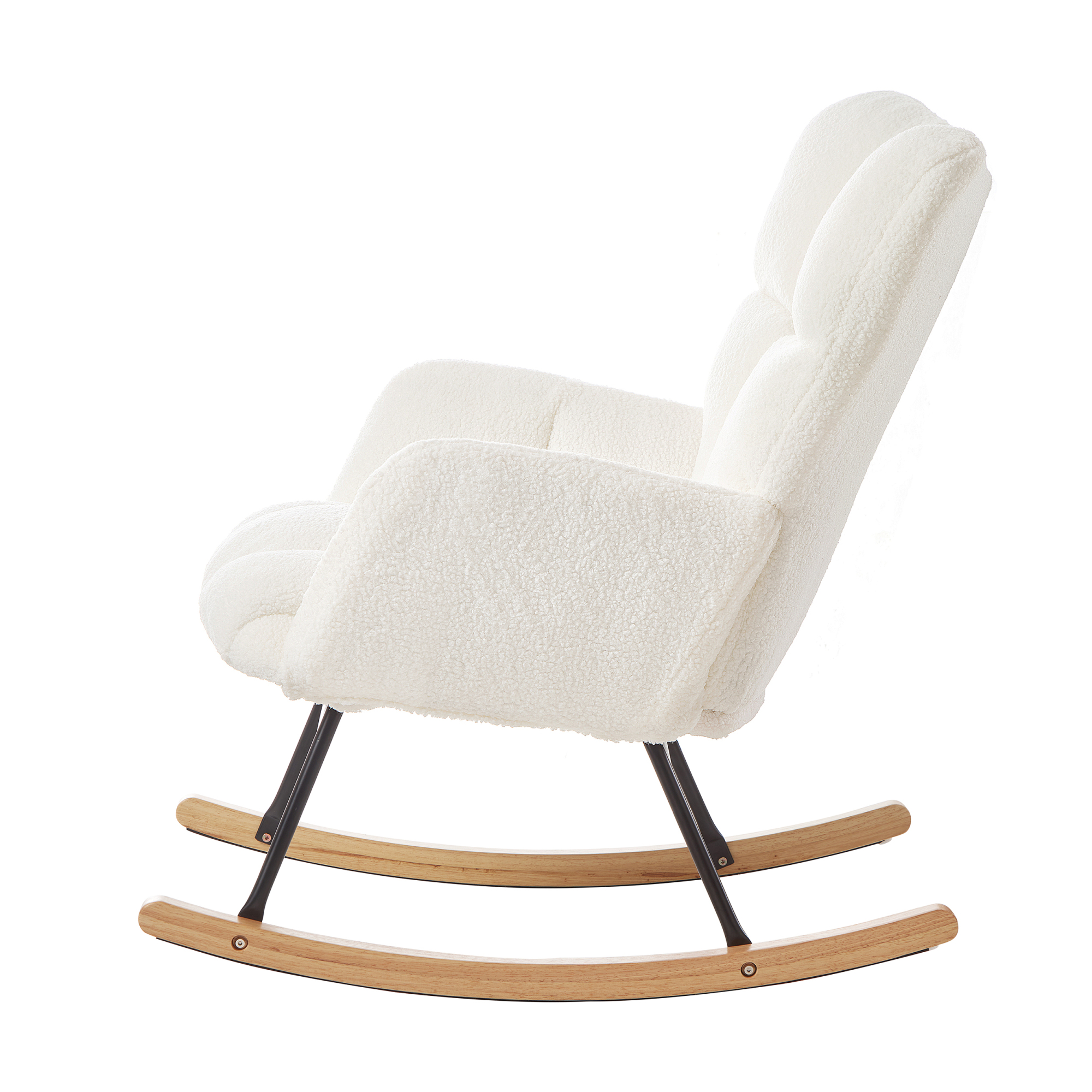 Jopath Rocking Chair,Glider Chair For Living Room Tufted Upholstered Teddy Fabric Rocking Chair With Metal Frame Accent Chair With High Backrest And Pillow For Living Room Bedroom
