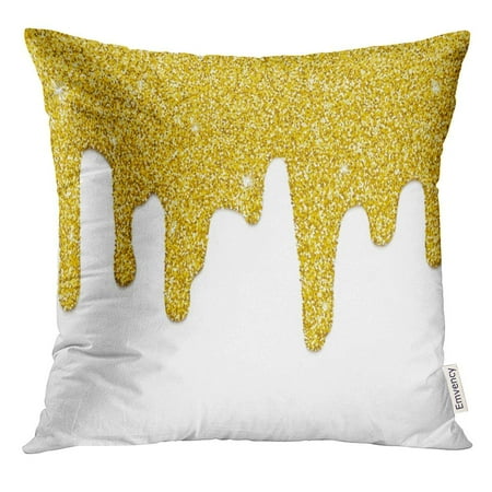 - CMFUN Yellow Molten Dripping Gold Border Repeatable of Golden Paint Flow Down Raster Metallic Pillow Case 20x20 Inches Pillowcase