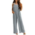 thumbnail image 2 of Cenuakty Women's Summer Solid Color Sleeveless Wide Leg Casual Long Jumpsuit Suspender Pants, 2 of 5