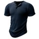thumbnail image 4 of Camiseta de manga corta sin cuello con botones y color liso para hombre - Camiseta informal de poliéster y spandex para hacer ejercicio, 4 of 8