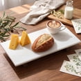 thumbnail image 3 of Marble Charcuterie Board Display White Cheese Cutting Footed Stand Tray with Wooden Feet for Vanity, Kitchen and Serving, or as a Gatherings Elegant Cheese Board Gift, 3 of 4