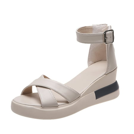 

fvwitlyh Wedge Sandals for Women Wedge High Heels for Women Sandals Peep Solid Wedgeform Wedges Bohemian Thick Office Shoes for Women Low Heel Wedge