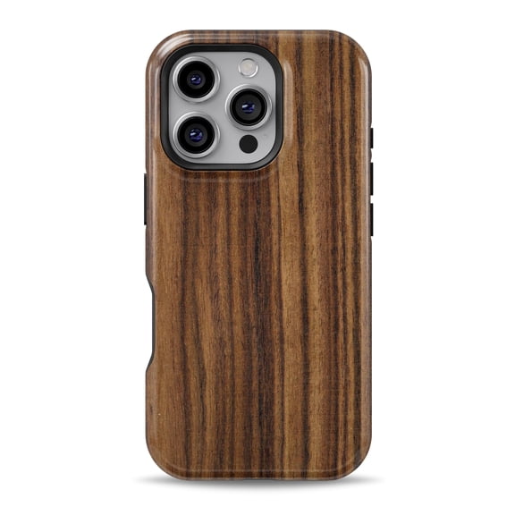 DesignSkinz Scratch-Resistant Hard Slim Case Compatible with iPhone 16 (Compatible with MagSafe) - Bright Ebony Woodgrain