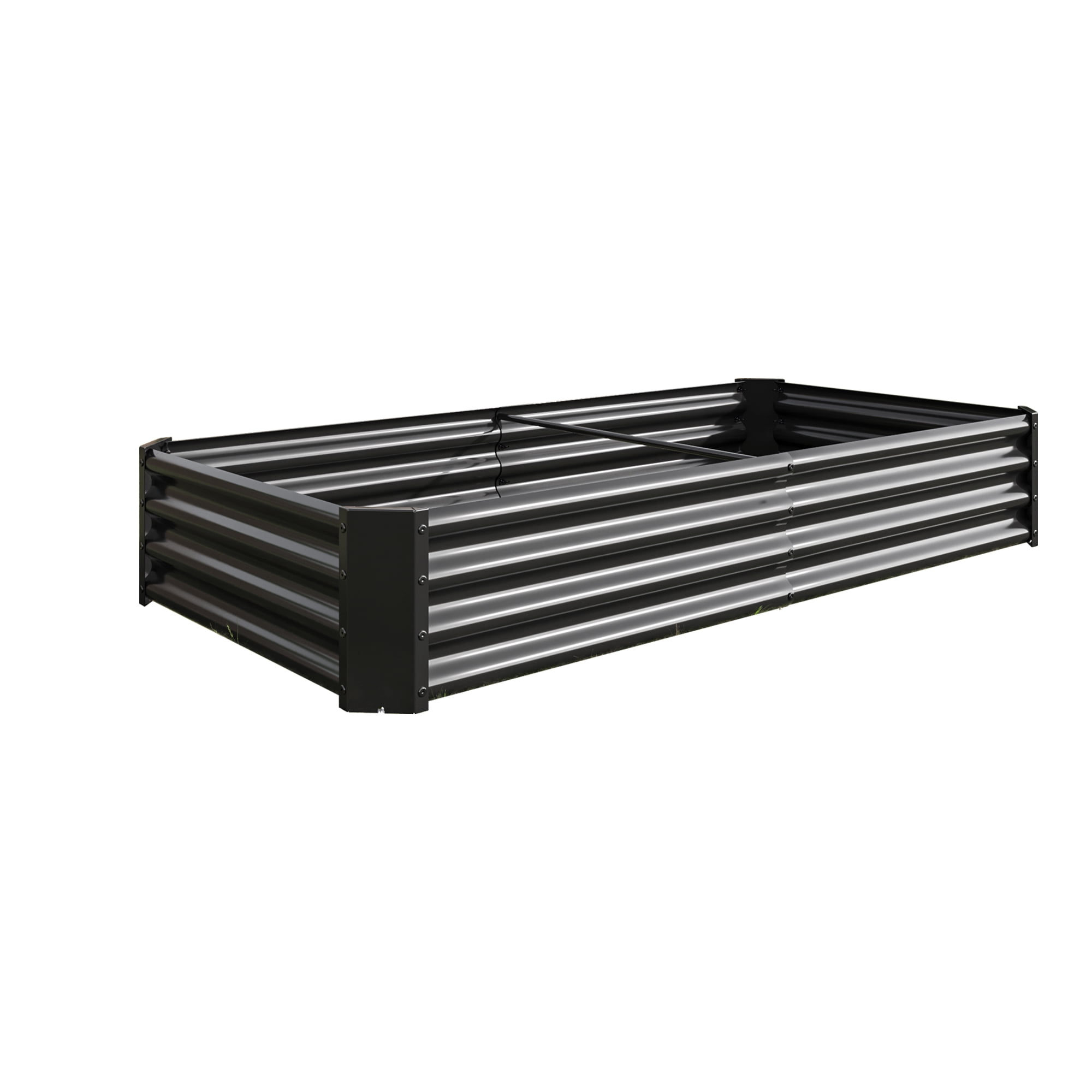 Set of 2 Black 6x3x1 Ft Metal Raised Garden Bed, Large Rectangle Outdoor Planter Box for Vegetable Flower Gardening, Heavy Duty Steel Raised Planter for Backyard Patio Garden