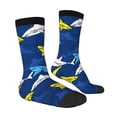 thumbnail image 3 of Uemuo Cartoon Shark Pattern Women's Crew Socks, Soft Durable Breathable Moisture-Wicking with Odor Control Cotton socks, 3 of 9
