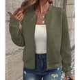 thumbnail image 6 of Women's Baseball Jackets Zip Up Bomberes Jackets Casual Long Sleeve Outerwear Windbreaker, 6 of 8