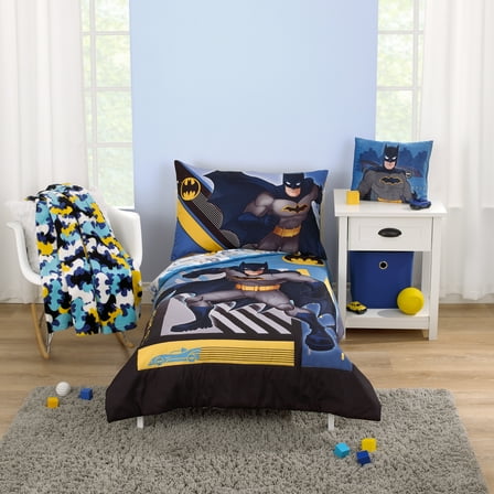 Warner Brothers Batman The Caped Crusader 4 Piece Toddler Bed Set