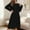 Black, variant on Long Wool Coat, Women's Single Tone Long Sleeve Thick Nightgown Sweatshirt Dress for Snow Day