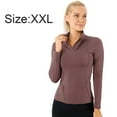 thumbnail image 2 of Women's Winter Plush Fitness Running Yoga Long Sleeve Elastic Tight Sweatshirt Wear - Reddish-brown, 2 of 6