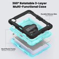 thumbnail image 3 of ShellTech Full Body Protection Case for iPad Air 11 inch 2024,Heavy Duty Case Built-in Screen Protector 360° Rotate Hand Strap/Stand Cover with Shoulder Strap,Black + Mint, 3 of 8
