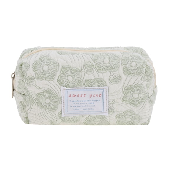 Unique Bargains 1 Pc Flower Style Drawstring Makeup Bag for Vacation Green Polyester