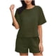 thumbnail image 1 of Conjunto Corto Casual para las Mujeres Manga Corta Bolsillo Pantalones Cortos Pantalones de Señoras Conjunto con Cuello Redondo Top, Ropa Casual de Verano, 1 of 6