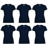 Missy Fit Women's Small Adult Short Sleeve T-Shirt, Navy (6 Pack)