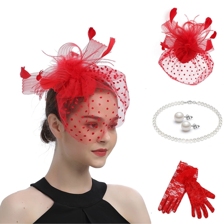 TYGHBN Hats for Women Bow Top Hat for Tea Party Wedding Lace  display picture 1