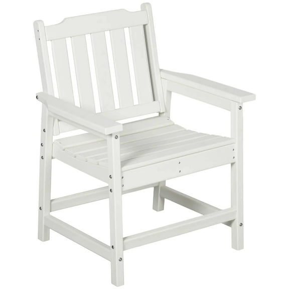 Resenkos HDPE Outdoor Dining Chair, Durable Wood-Like, Perfect for Garden, Deck, Porch, Heavy Duty, Weatherproof, White
