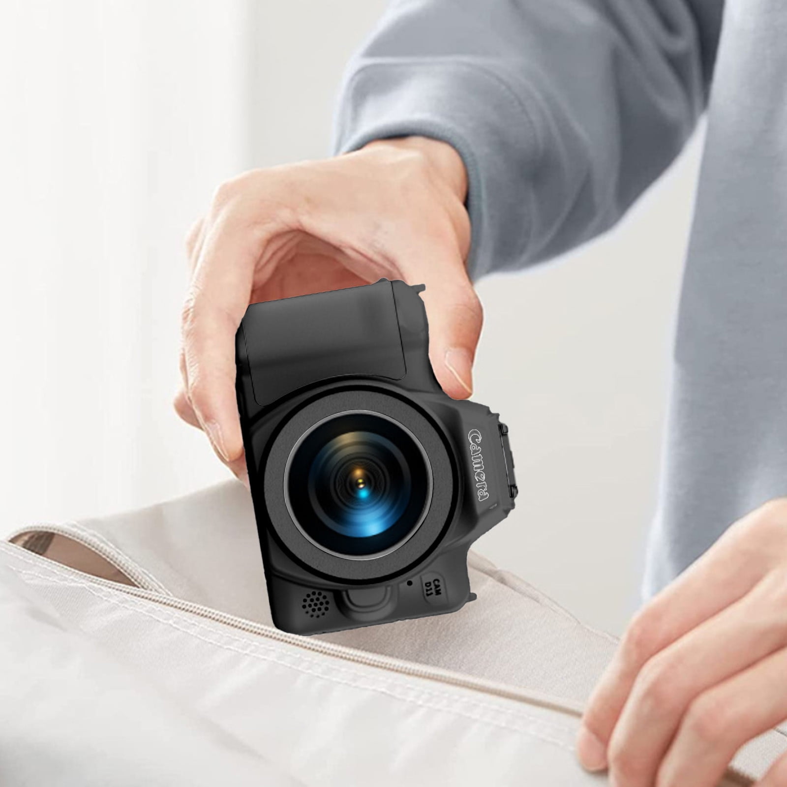 Ckraxd CCD Mini DSLR Camera 48MP Dual Lens High Definition Compact Digital Camera with Rotating Focus, Multiple Filters for Versatile Photography