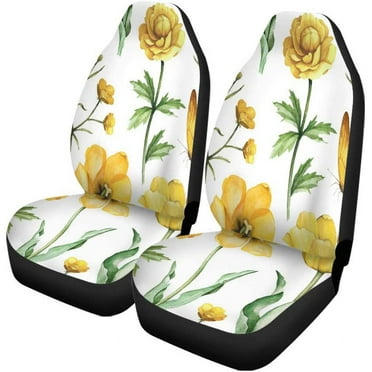 FMSHPON Set of 2 Car Seat Covers Watercolor Flowers Universal Auto Front Seats Protector Fits for Car,SUV Sedan,Truck