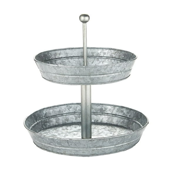 Galvanized Metal Serving Collection - 2-Tier Serving Tray