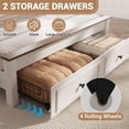thumbnail image 5 of HSUNNS Full Size Bed Frame with Minimalist Headboard, Farmhouse Bedroom Furniture, Strong Wood Slats Support, Platform Bed with Storage Chest with 2 Drawers, No Box Spring Needed, Brown+White, 5 of 12