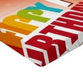 thumbnail image 2 of Ambesonne Abstract Fitted Sheet, Happy Birthday Slogan, Twin XL Size, Red and Orange, 2 of 3