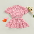 thumbnail image 4 of Girls Summer Outfit Leopard Print Short Puff Sleeve Shirt Crop Tops and Ruffle A-line Skirt Set Pink 5-6 Years, 4 of 6