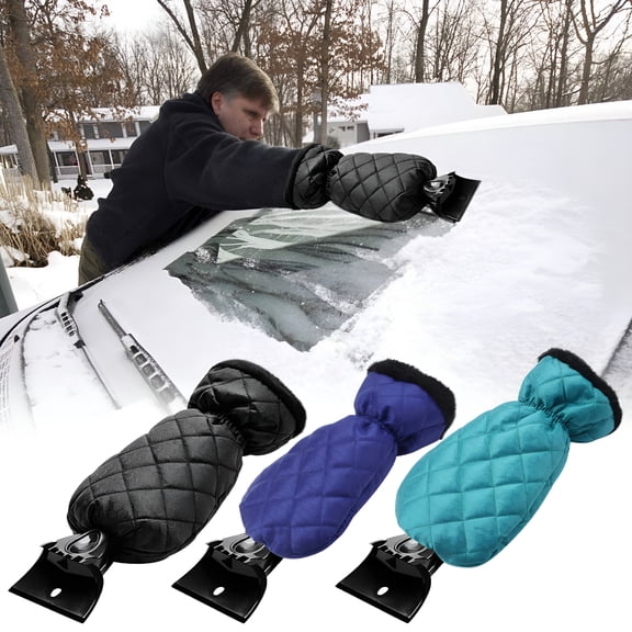 RIONIMA Ice Scraper Glove with Snow Shovel, Lined Fleece, 15X6.7 In, Keep Hands Warm While Deicing Windshield Frost Snow Removal for Cars SUVs in Winter, Automotive Accessories