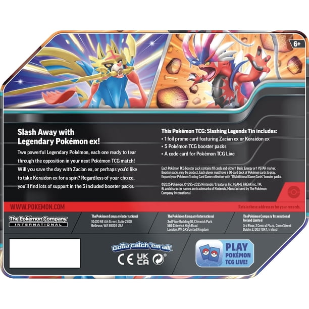 Pokemon TCG: Slashing Legends Tin - Zacian - Walmart.ca