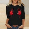 thumbnail image 2 of Pisexur Chandails en Molleton d'Halloween pour Femmes Manches 3/4 Col Rond Chandails en Molleton Graphiques Amusants Chandails à Capuchon Chandail Tops Tendance Automne Chandail Tops Blouses, 2 of 5