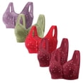 thumbnail image 1 of Plebaso Everyday Bras Pack of 5 for Women Front Closure Button Bras No Underwire Full Coverage Bralettes, 1 of 3