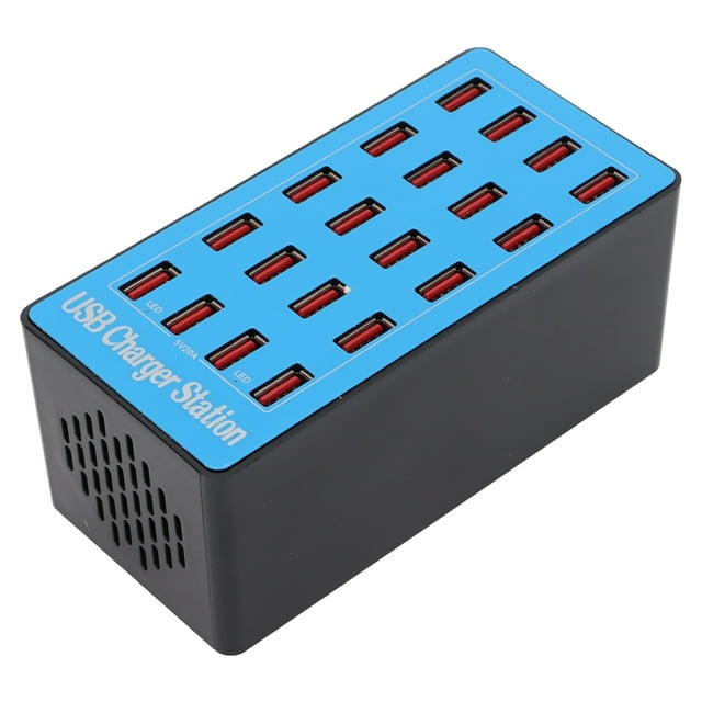 WLXA5 + 100W 20 puertos USB Hub Cargador Adaptador de corriente de pared Estación de carga rápida 100-240V (enchufe de EE. UU.)