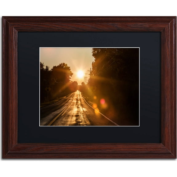 Trademark Fine Art "Sun Soaked Road" Canvas Art by Jason Shaffer, Black Matte, Wood Frame