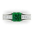 thumbnail image 2 of 2.28 ct Brilliant Princess Cut Emerald 18K White Gold Solitaire with Accents Engagement Bridal Wedding Ring Band Set size 6.75, 2 of 7