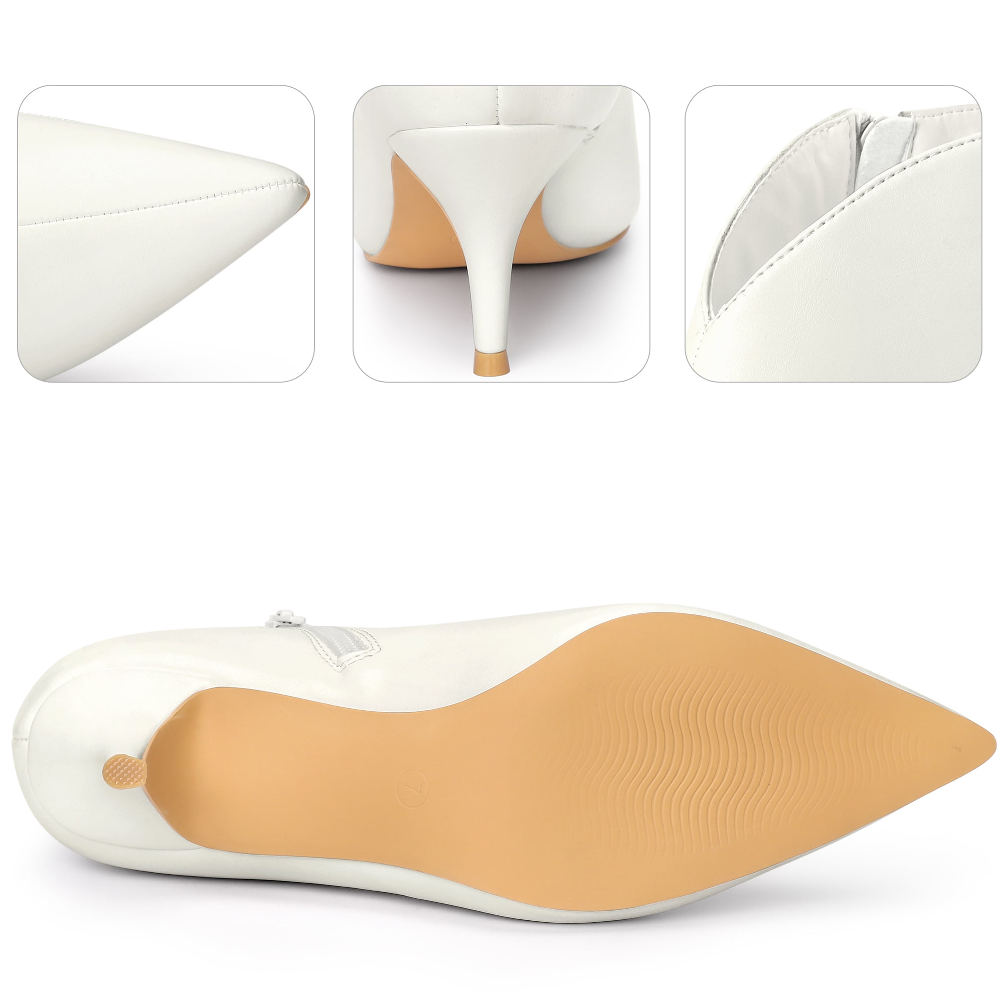 DARING DIVA Women's Pointed Toe V Cutout Stiletto Heel Ankle Booties White US 7