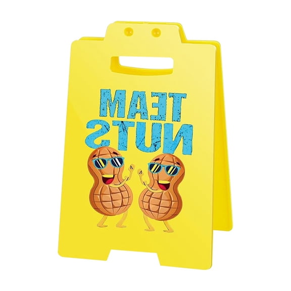 Creative Office Quote Sign Desk Decor - Team Nuts Design With Funny Peanut Characters, Bright Yellow Color - For Office Desks, Workspaces, Cubicles, Home Offices, Desk Decor