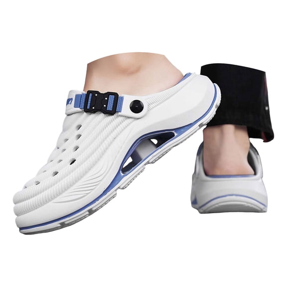 Slippers Men Rubber Summer Sneakers, Quick Drying, Odor Resistant, Breathable Non-Slip Beach Sandals, Soft Hollow Out Platform Slip On Shoes