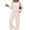 Apricot, variant on Two Piece Sets Womens Lounge Sets Fall Wide Leg Pants with Pocket Matching Sets Crew Neck Top Casual Pajamas Sets Clothes