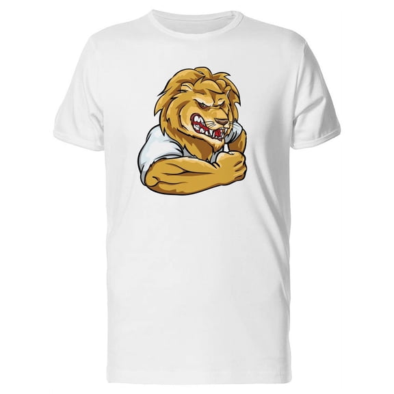 Strong Cartoon Lion In A Shirt T-Shirt Men -Image by Shutterstock, Male XX-Large