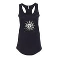 thumbnail image 2 of Wild Bobby Radiating Sun Puff Print Fashion Ladies Racerback Tank Top, Black, Small, 2 of 6
