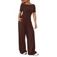 thumbnail image 1 of Pantalones anchos de mujer, traje de dos piezas: cintura elástica, cordón, diseño estampado, mezcla de lino ligero, conjunto de top y pantalón, tallas S-XXL., 1 of 6