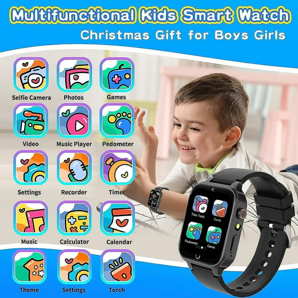 Reloj inteligente para ninos con 26 juegos de rompecabezas camara con pantalla tactil HD reproductor de musica podometro alarma juguetes educativos regalo de cumpleanos YONGSHENG 8390611929923 Walmart...