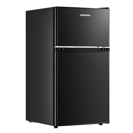 Upstreman 3.2 Cu.Ft Mini Fridge with Freezer  2 Door Small Refrigerator Mini Apartment Size Refrigerator  BD321 Black