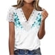 thumbnail image 1 of V Cuello Manga Corta Tops para las Mujeres Tops de Verano V Cuello, Moda Plegado Impreso Casual Botón Blusa Primavera, 1 of 5