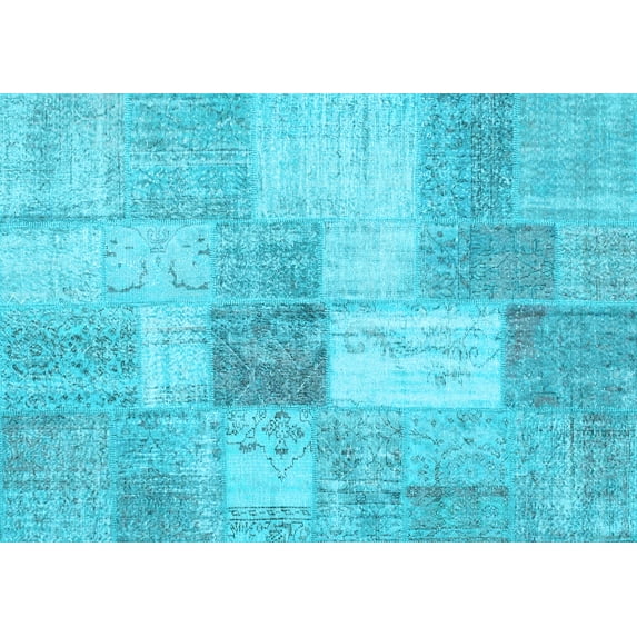 Ahgly Company Indoor Rectangle Patchwork Light Blue Transitional Area Rugs, 3' x 5'