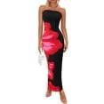thumbnail image 1 of Vestido largo PRETTYGARDEN para mujer, sin tirantes, con estampado floral, 1 of 7