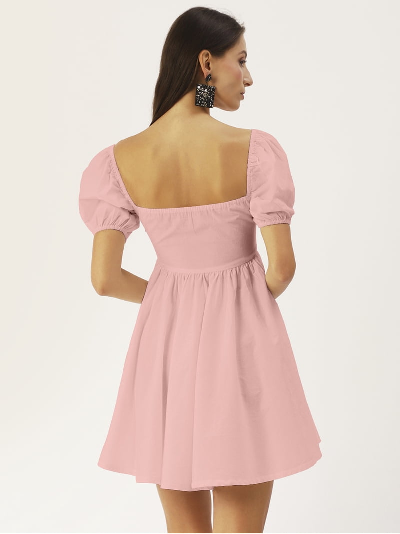 open lace back dress Trina Turk Women's Gian Short-Sleeve Pleated Dress in White Size 4 main image 0