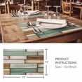 thumbnail image 3 of Placemats Set of 8, Sage Green Vintage Woven Placemat, Linen Place Mats for Kitchen/Dining Tables, Brown Retro Farmhouse Elegant Pastoral Washable Table Mats for Party, 3 of 8