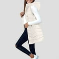 thumbnail image 2 of larppty Women Lightweight Puffer Vest Long Winter Coat Zip Up Quilted Jackets Hooded Sleeveless Plus Size Warm Vest (White, 3XL/XXL), 2 of 6