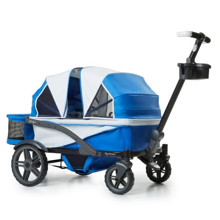 Gladly Family Anthem2 All-Terrain 2-Seater Wagon Stroller, Rugged Wheels, Removable Canopy, Foldable, Electric Silver