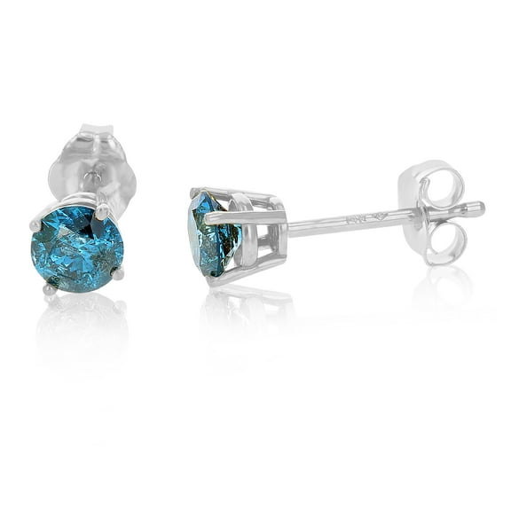 Vir Jewels 1/2 CTTW Blue Diamond Stud Earrings 14K White Gold Round Shape with Push Backs Female