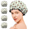 thumbnail image 7 of Shower Caps,Green Highland Cow Flower Pattern Waterproof Shower Cap for Women 4 Pieces,Double Reusable Hair Cover for Shower PEVA Elastic Stretch Hem, 7 of 7